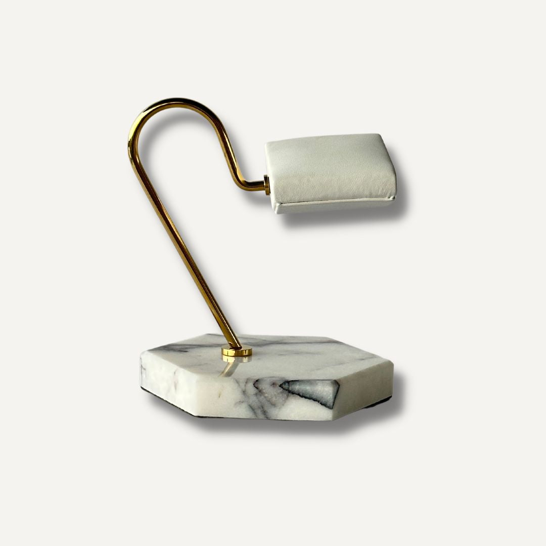 Single Watch Stand Mini White & Gold