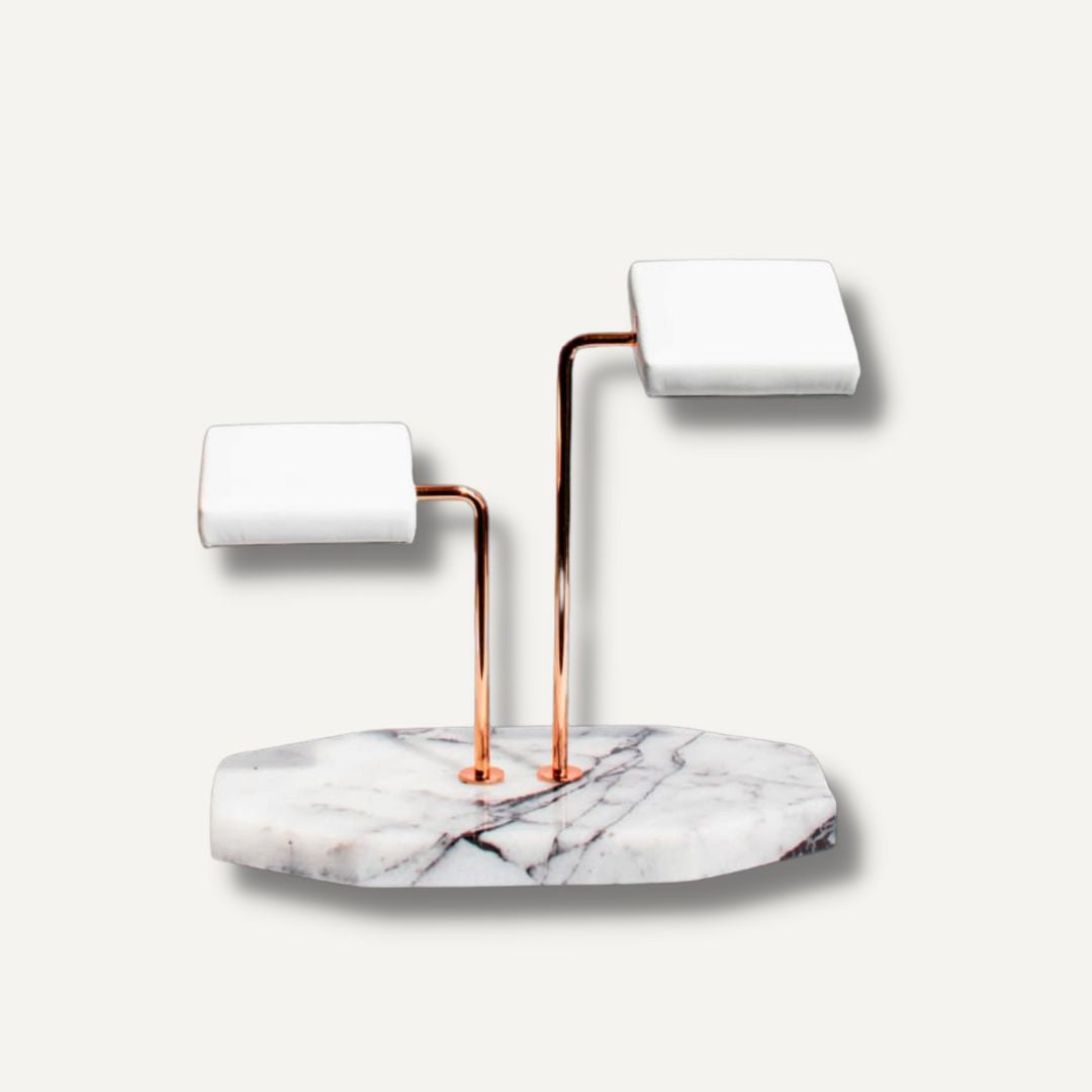 Double Watch Stand White & Rose Gold